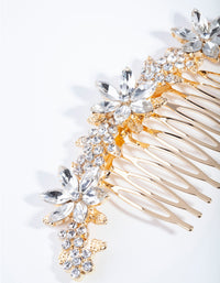 Gold Classic Diamante Flower Comb - link has visual effect only