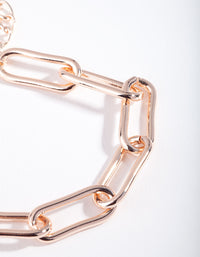 Rose Gold Rectangle Chain Link Bracelet - link has visual effect only