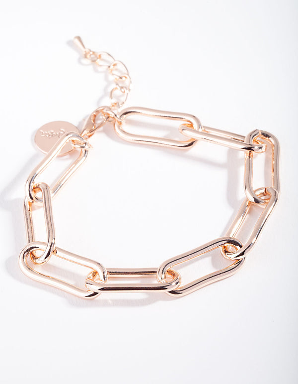 Rose Gold Rectangle Chain Link Bracelet