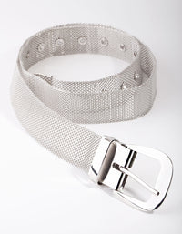 Silver Wide Chain Mesh Belt - link has visual effect only