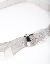 Silver Wide Chain Mesh Belt - link has visual effect only