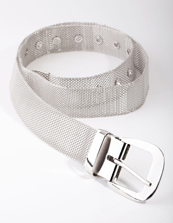 Silver Wide Chain Mesh Belt