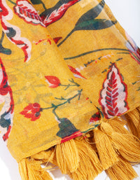 Mustard Floral Print Scarf - link has visual effect only