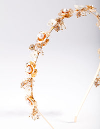 Gold Pearl & Flower Headband - link has visual effect only