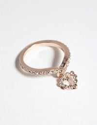 Rose Gold Heart Charm Ring - link has visual effect only