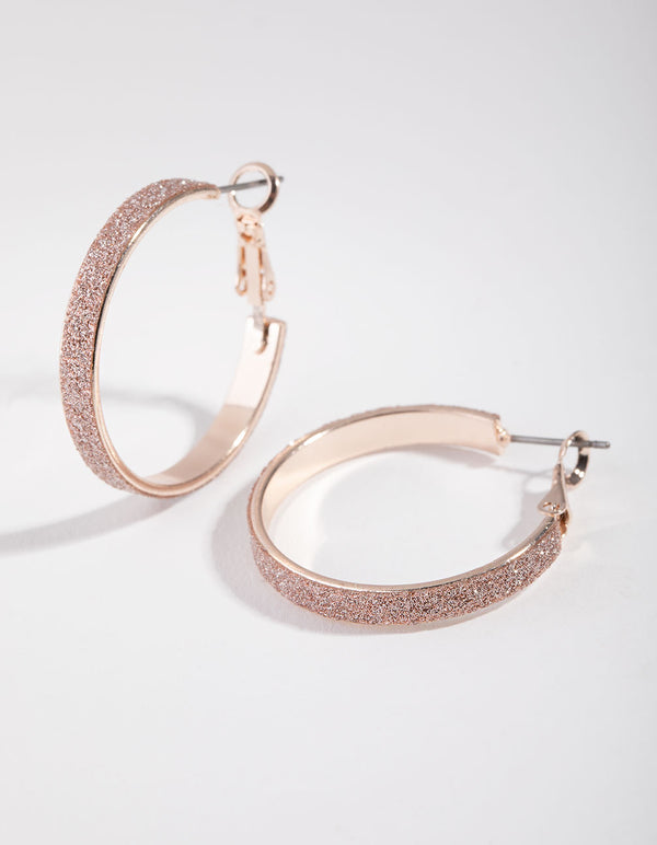 Rose Gold Glitter Hoop Earrings