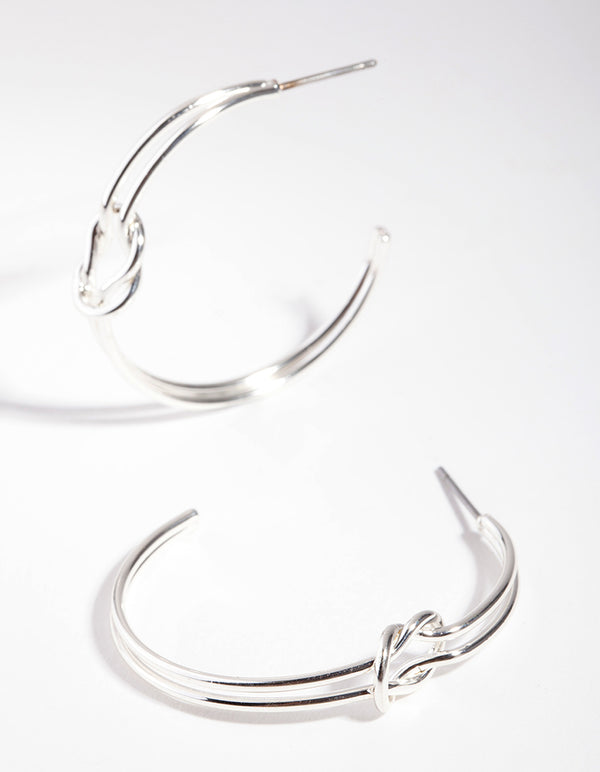 Silver Knotted Hoop Earrings