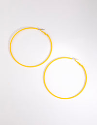 Matte Yellow Motor Fine Hoop Earrings - link has visual effect only