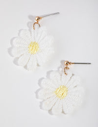 Gold Fabric Daisy Drop Earrings - link has visual effect only