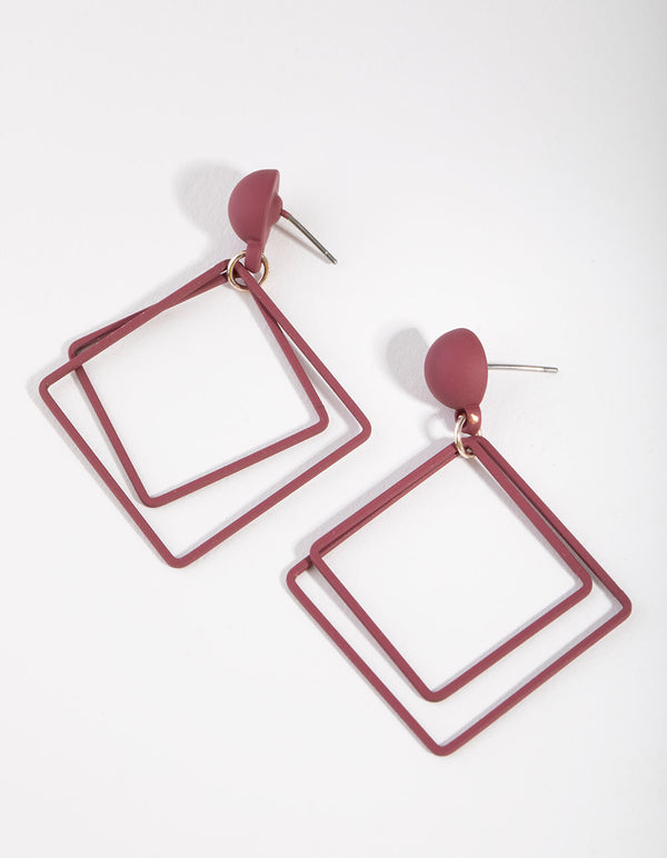 Matte Double Square Drop Earrings