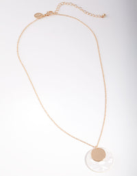 Gold Double Disc Drop Necklace - link has visual effect only