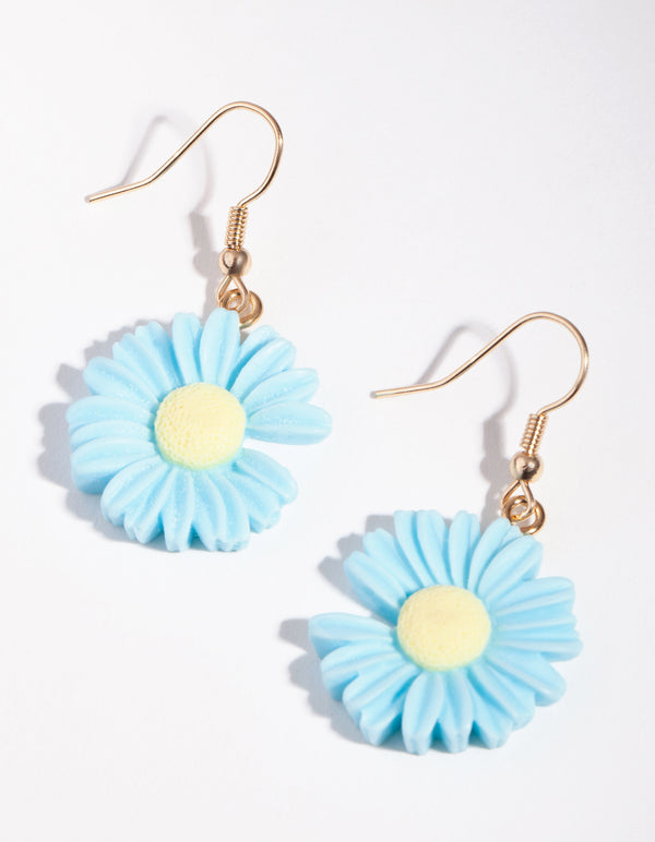 Gold Cute Daisy Drop Earrings