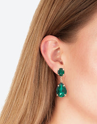 Gold Double Gem Drop Earrings - link has visual effect only