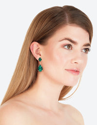 Gold Double Gem Drop Earrings - link has visual effect only