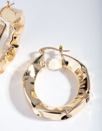 Gold Plated Thick Twist Hoop Earrings - link has visual effect only