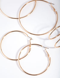 Gold Plated Plain Hoop Earring Pack - link has visual effect only