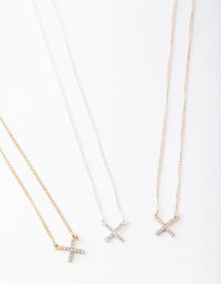 Mixed Metal Diamante Cross Necklace Pack - link has visual effect only