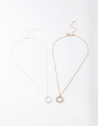 Mixed Metal Large Circle Diamante Necklace Pack - link has visual effect only