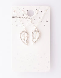 Silver Diamante Best Friend Half Heart Necklace Pack - link has visual effect only