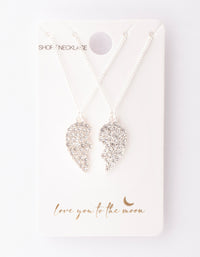 Silver Diamante Half Heart Necklace Pack - link has visual effect only