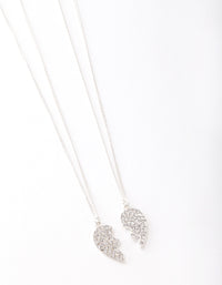 Silver Diamante Half Heart Necklace Pack - link has visual effect only