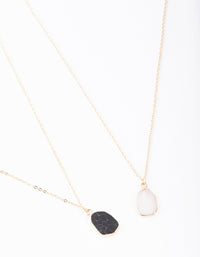 Gold Large Dark Semi Precious Stone Necklace Pack - link has visual effect only