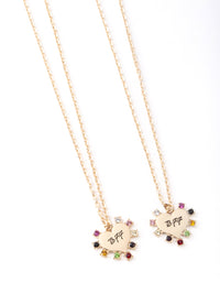 Gold Multi Stone BFF Heart Necklace Pack - link has visual effect only