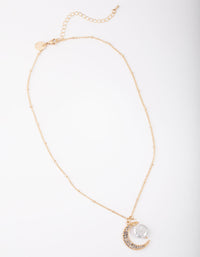 Gold 3-Charm Semi-Precious Moon Necklace - link has visual effect only