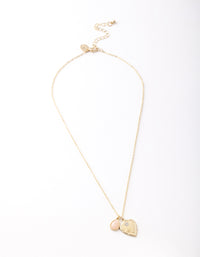 Gold Heart & Pink Semi Precious Stone Necklace - link has visual effect only