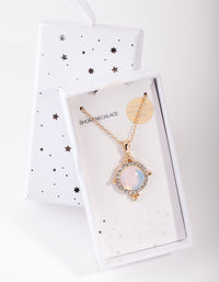 Gold Large Semi-Precious Stone & Diamante Necklace - link has visual effect only