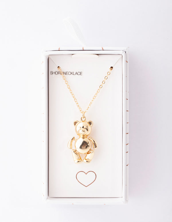 Gold Teddy Bear Necklace