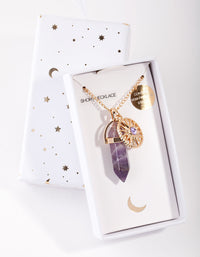 Gold 3-Charm Purple Shard Necklace - link has visual effect only