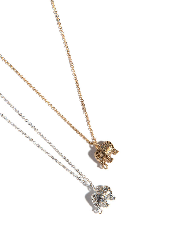 Mixed Material Elephant Necklace Pack