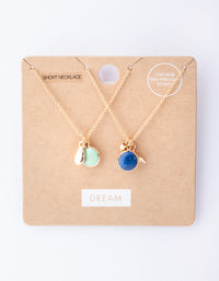 Gold Blue & Turquoise Stone Charm Necklace Pack - link has visual effect only