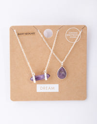 Silver Purple Teardrop & Shard Necklace Pack - link has visual effect only