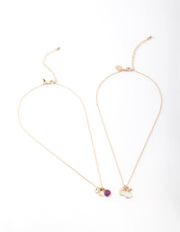 Gold Purple Semi Precious Stone Star Necklace Pack - link has visual effect only