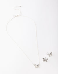 Butterfly Diamante Necklace & Earring Set - link has visual effect only