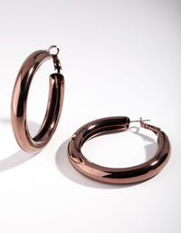 Brown Chunky Tube Hoop Earrings - link has visual effect only