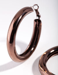 Brown Chunky Tube Hoop Earrings - link has visual effect only