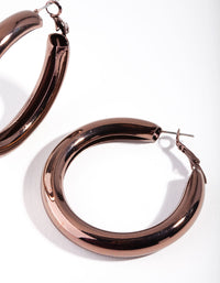 Brown Chunky Tube Hoop Earrings - link has visual effect only