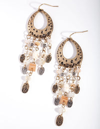 Gold Cascading Bead Drop Earrings - link has visual effect only