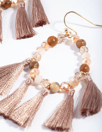 Gold Brown Beaded & Tassel Drop Earrings - link has visual effect only