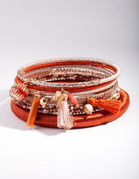 Brown & Orange Thread Wrap Bracelet 6-Pack - link has visual effect only