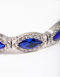 Silver Marquise Blue Diamante Stretch Bracelet - link has visual effect only