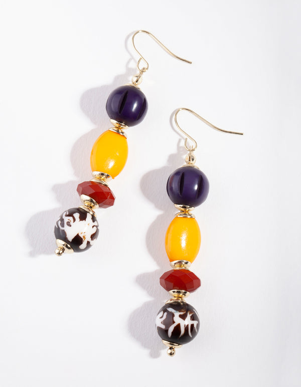 Gold Multi Stone Drop Earrings