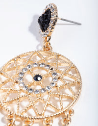 Gold Diamante Dreamcatcher Drop Earrings - link has visual effect only