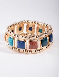 Gold Square Stone Bracelet - link has visual effect only