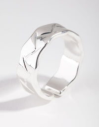 Silver Plated Geometric Molten Adjustable Ring - link has visual effect only