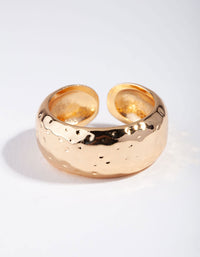 Gold Wide Textured Adjustable Ring - link has visual effect only