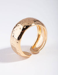 Gold Wide Textured Adjustable Ring - link has visual effect only